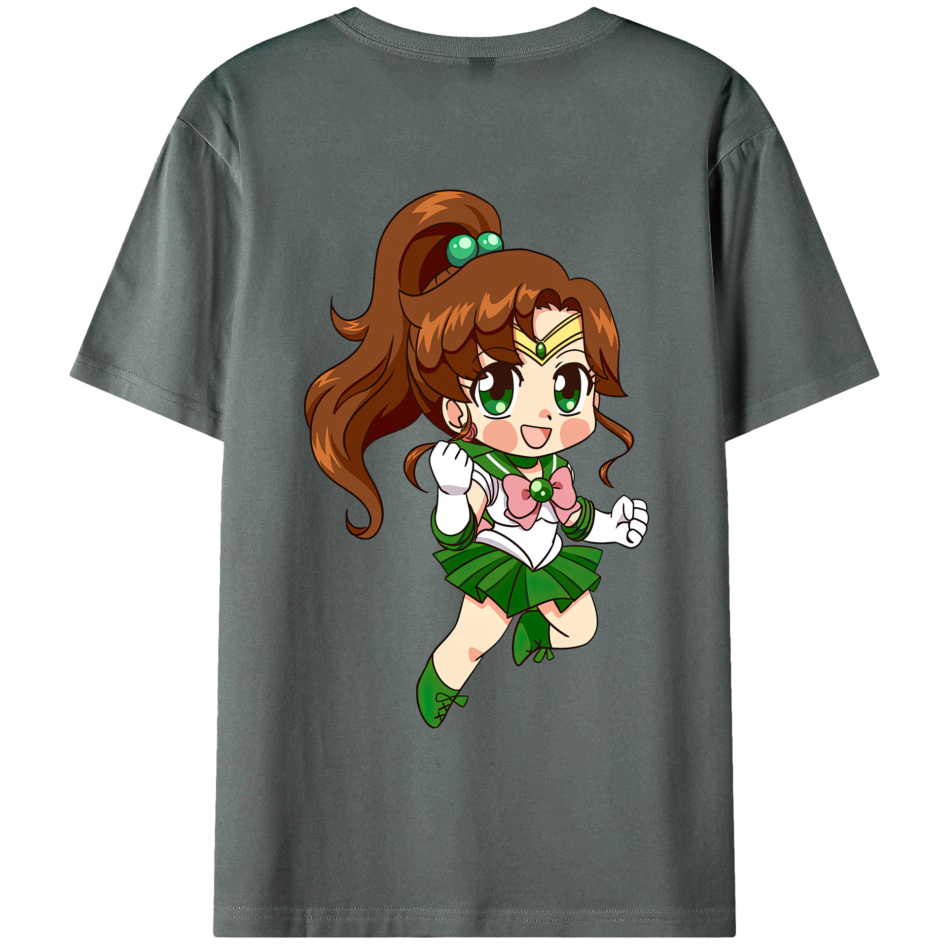 （画像用） 美少女戦士セーラームーン 木野 まこと きの まこと Sailor Moon Kino Makoto （セーラージュピター；Sailor Jupiter） 綿100％ メンズ半袖Tシャツ（バックプリント） 通気性